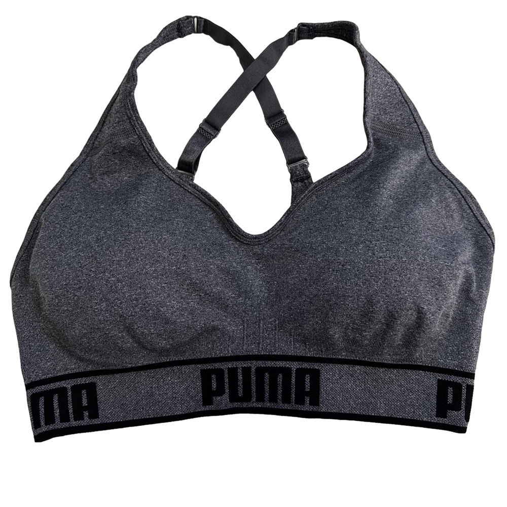 Puma Womens Gray Sports Bra Size Large Adjustable Straps Removable Cups NWT - Picture 5 of 8